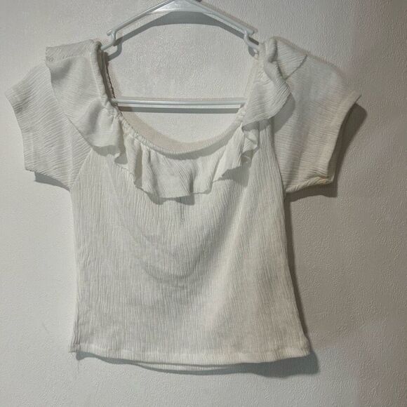 Zara Off The Shoulder Crop Top white size Lgirls halter cute lace stretch teen p - Picture 2 of 7